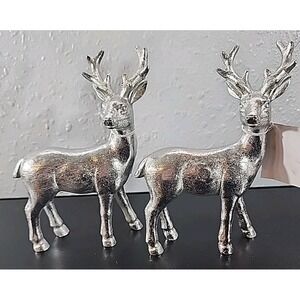 Silver Sparkled  Reindeer Stage ‎ Figurine Resin 6"tall
